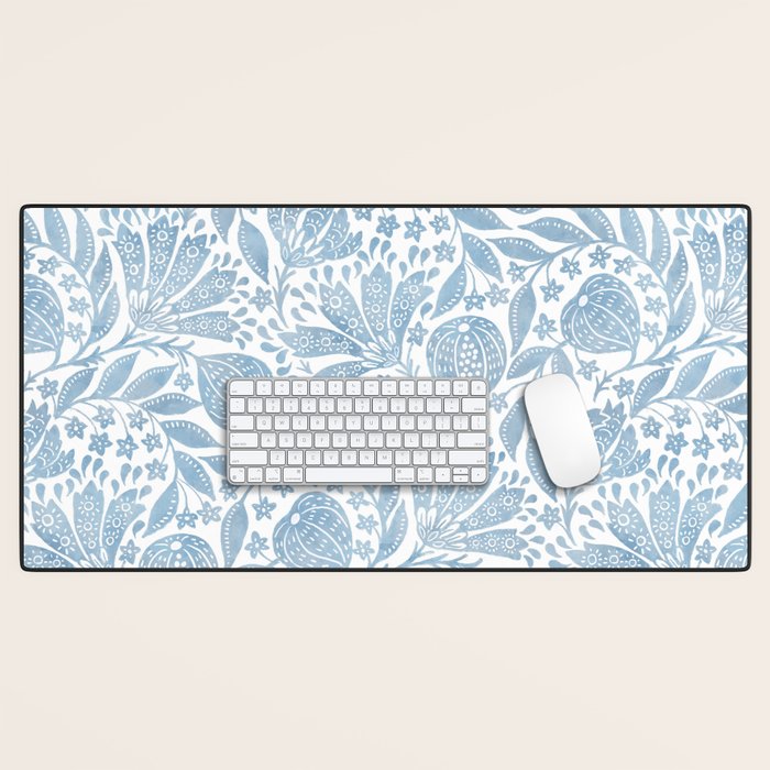French Country Fig Garden In Blue Desk Mat Gallery Image 1