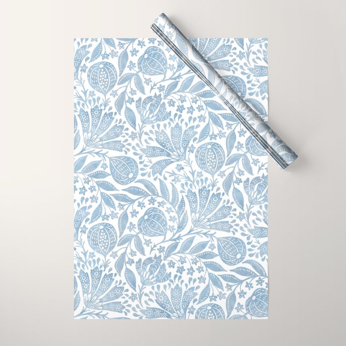 French Country Fig Garden In Blue Wrapping Paper Gallery Image 1