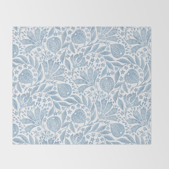 French Country Fig Garden In Blue Throw Blanket Gallery Image 2