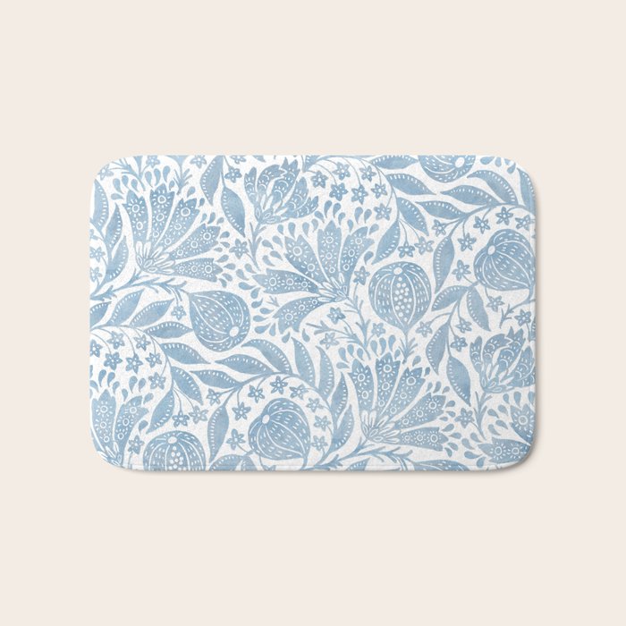 French Country Fig Garden In Blue Bath Mat Gallery Image 1