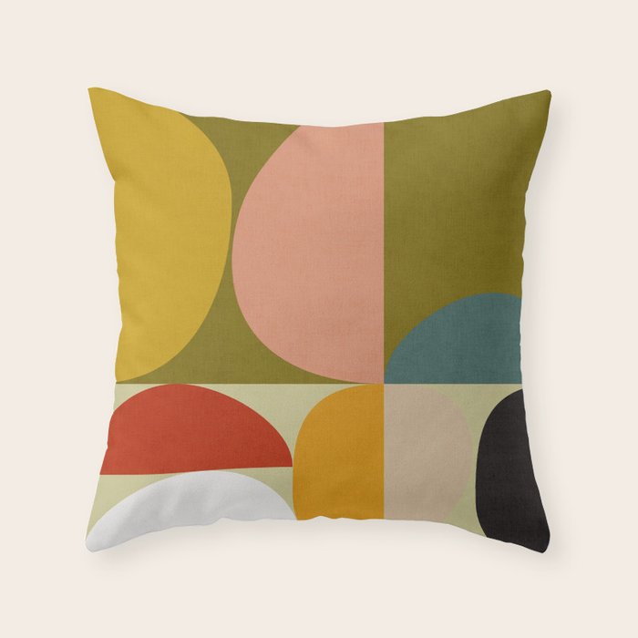 mid mod geometric organic II Throw Pillow Gallery Image 1