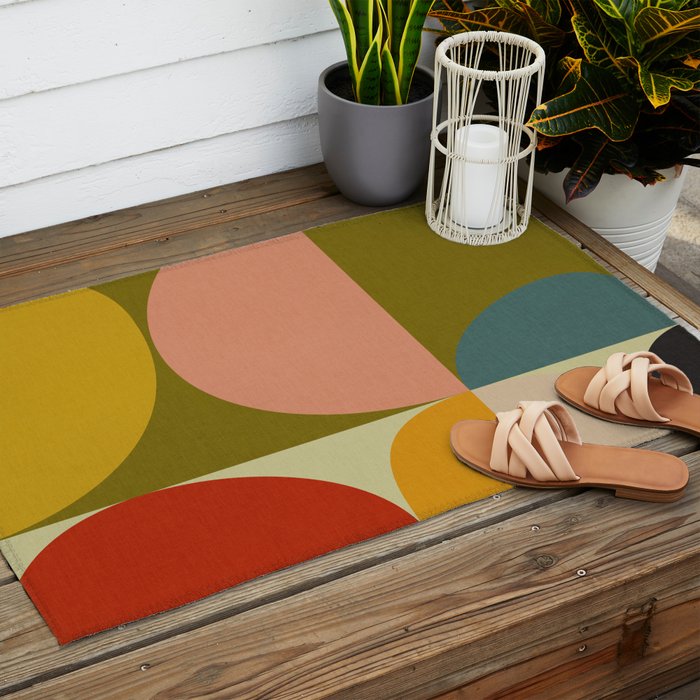 mid mod geometric organic II Outdoor Rug Gallery Image 2