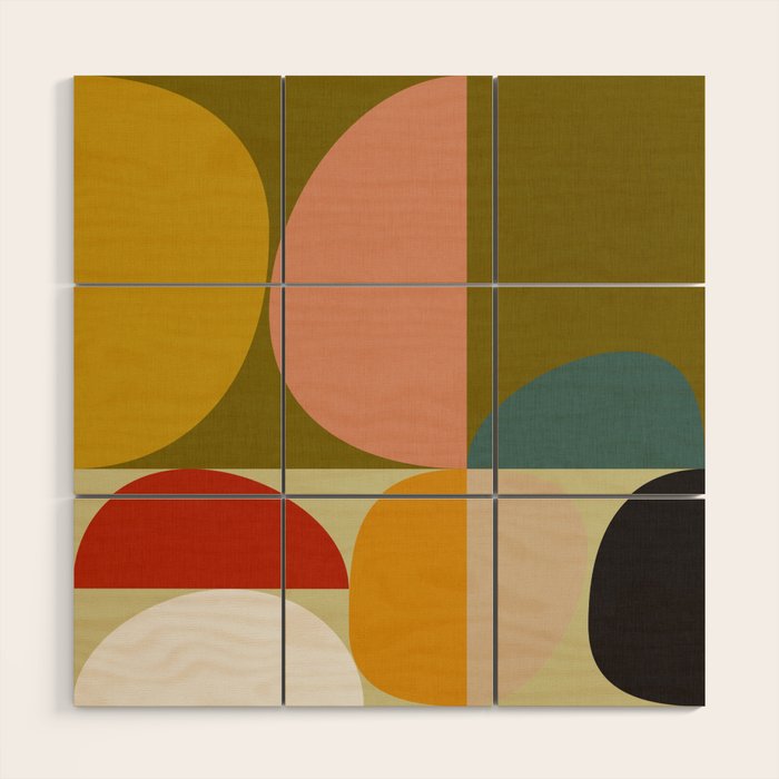 mid mod geometric organic II Wood Wall Art Gallery Image 1