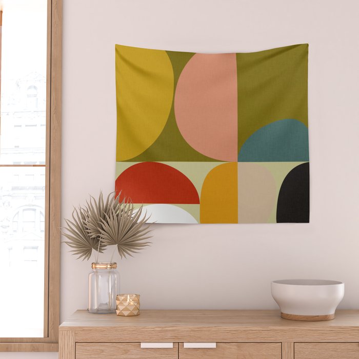 mid mod geometric organic II Wall Tapestry Gallery Image 2