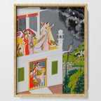 Lovers Watching an Approaching Thunderstorm, Indian Miniature Painting  Serving Tray Gallery Image 1