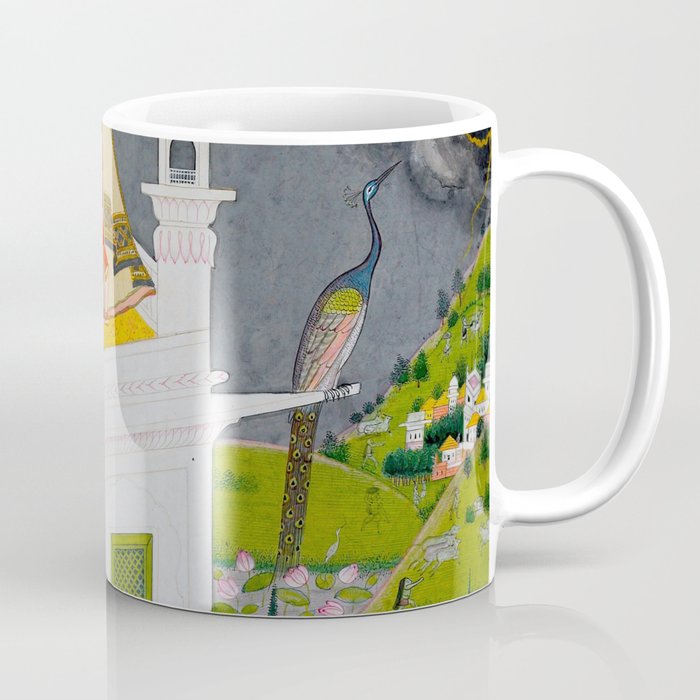 Lovers Watching an Approaching Thunderstorm, Indian Miniature Painting  Coffee Mug Gallery Image 1