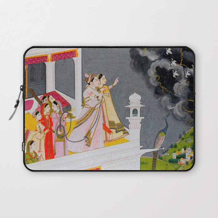 Lovers Watching an Approaching Thunderstorm, Indian Miniature Painting  Laptop Sleeve Gallery Image 1