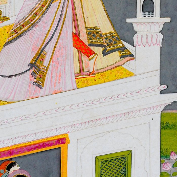 Lovers Watching an Approaching Thunderstorm, Indian Miniature Painting  Coffee Mug Gallery Image 2