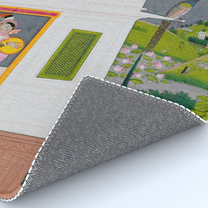 Lovers Watching an Approaching Thunderstorm, Indian Miniature Painting  Rug Gallery Image 4