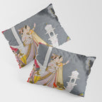 Lovers Watching an Approaching Thunderstorm, Indian Miniature Painting  Pillow Sham Gallery Image 3