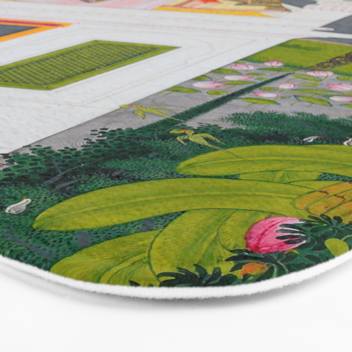 Lovers Watching an Approaching Thunderstorm, Indian Miniature Painting  Bath Mat Gallery Image 3