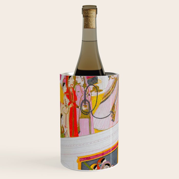 Lovers Watching an Approaching Thunderstorm, Indian Miniature Painting  Wine Chiller Gallery Image 2