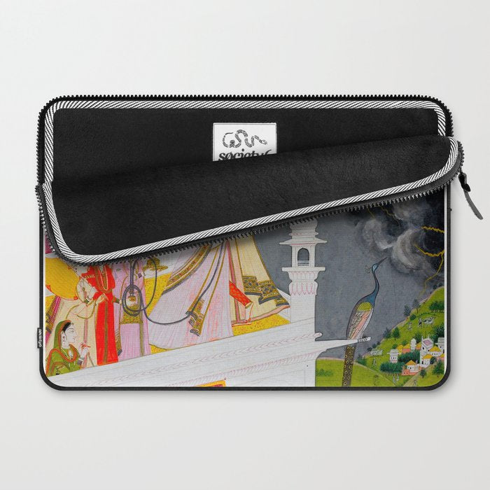 Lovers Watching an Approaching Thunderstorm, Indian Miniature Painting  Laptop Sleeve Gallery Image 2