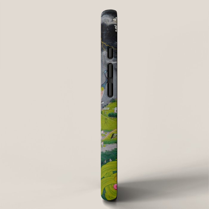Lovers Watching an Approaching Thunderstorm, Indian Miniature Painting  iPhone Case Gallery Image 2