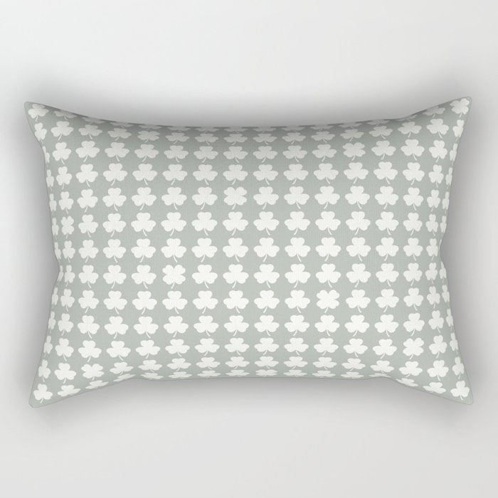 Clovers XXXV Neutral Green Botanical Pattern Rectangular Pillow Gallery Image 1