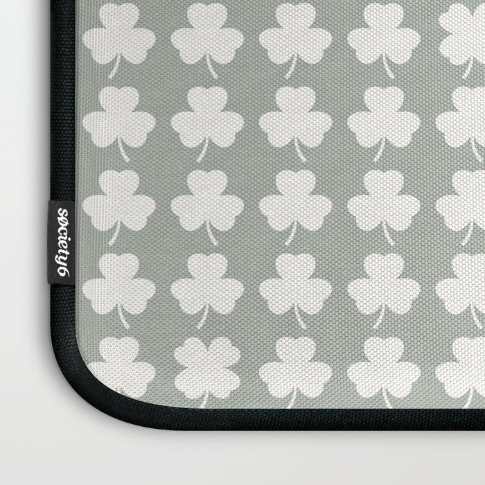 Clovers XXXV Neutral Green Botanical Pattern Laptop Sleeve Gallery Image 3