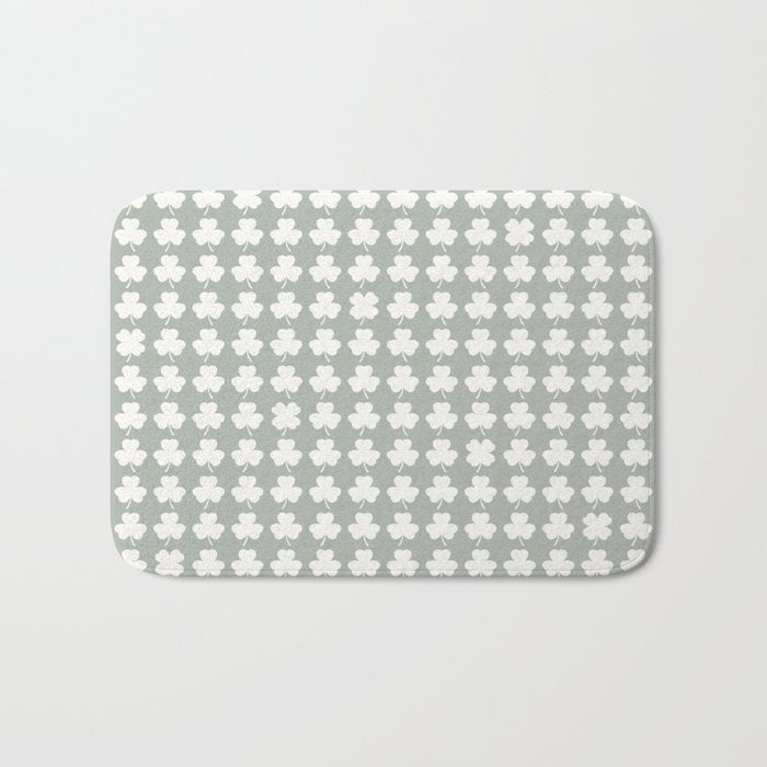 Clovers XXXV Neutral Green Botanical Pattern Bath Mat Gallery Image 1