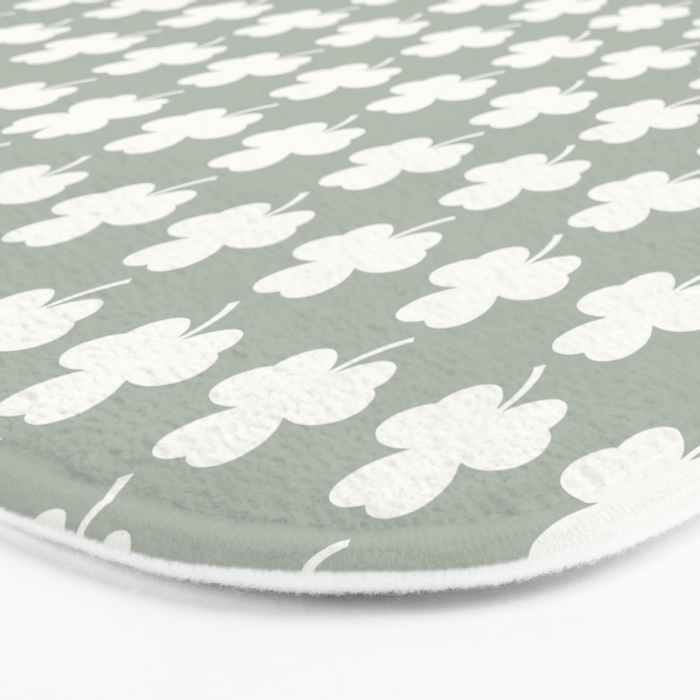 Clovers XXXV Neutral Green Botanical Pattern Bath Mat Gallery Image 3