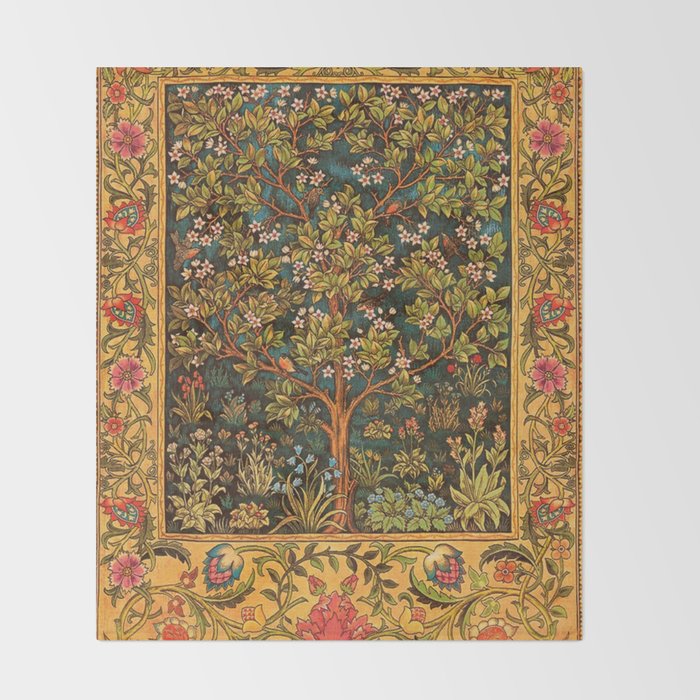 William Morris Tree Of Life,No, 02. Throw Blanket Gallery Image 2
