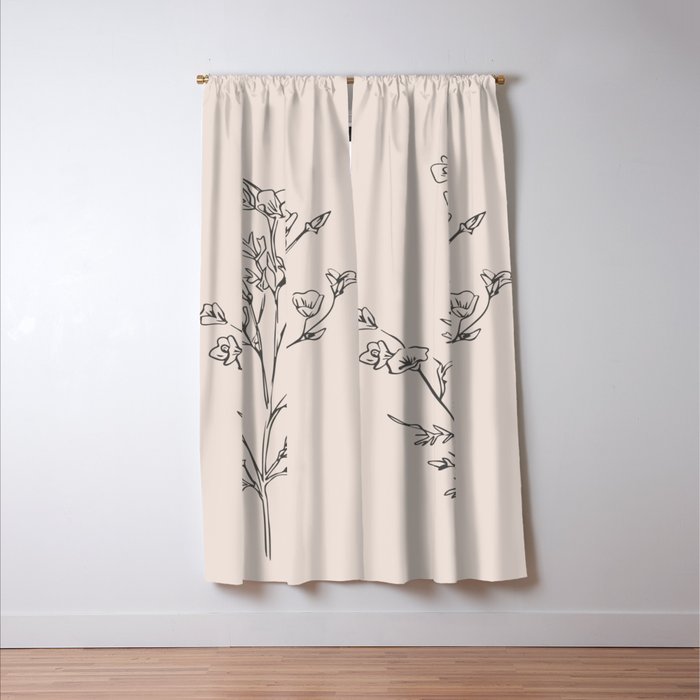 Minimal Line Art Flowers 5 Window Curtain Gallery Image 3