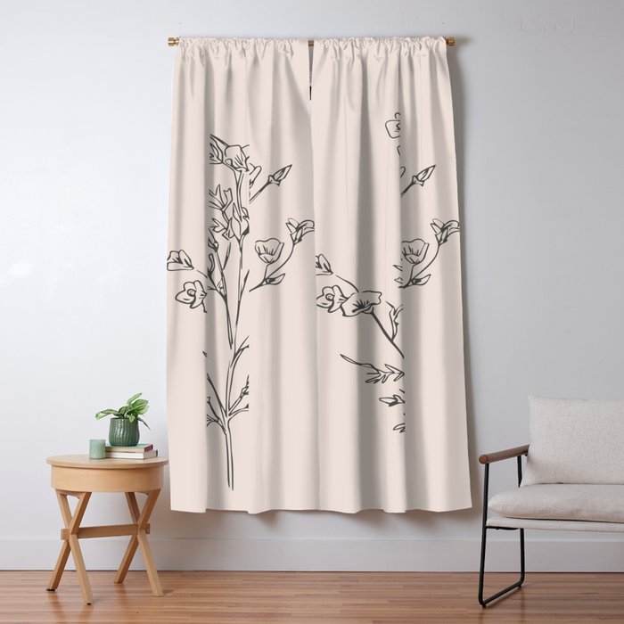 Minimal Line Art Flowers 5 Window Curtain Gallery Image 1
