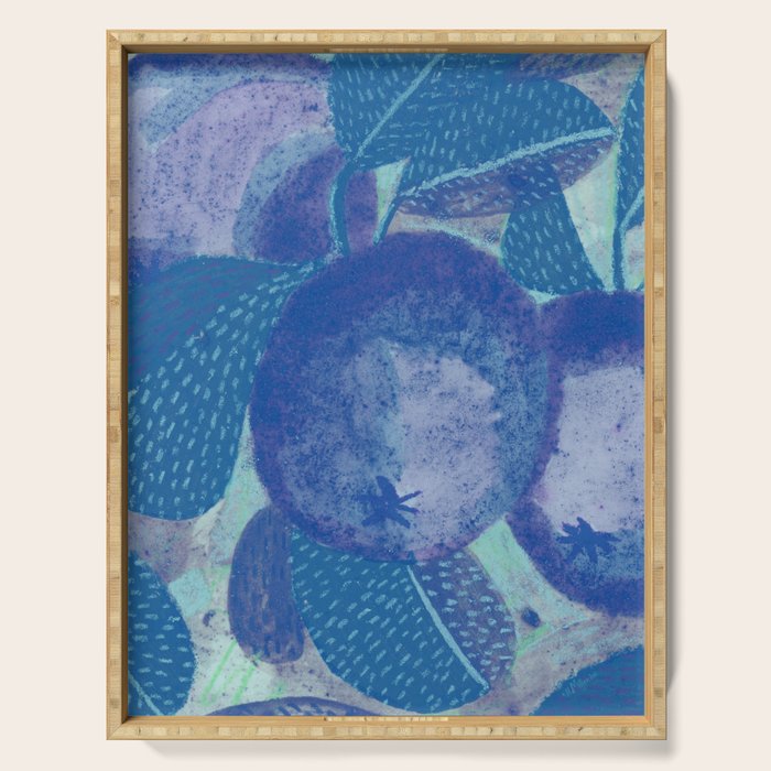 Fall Apple Orchard Painting in Cobalt Blue Serving Tray Gallery Image 1