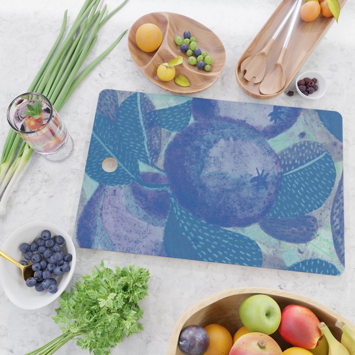 Fall Apple Orchard Painting in Cobalt Blue Cutting Board Gallery Image 2