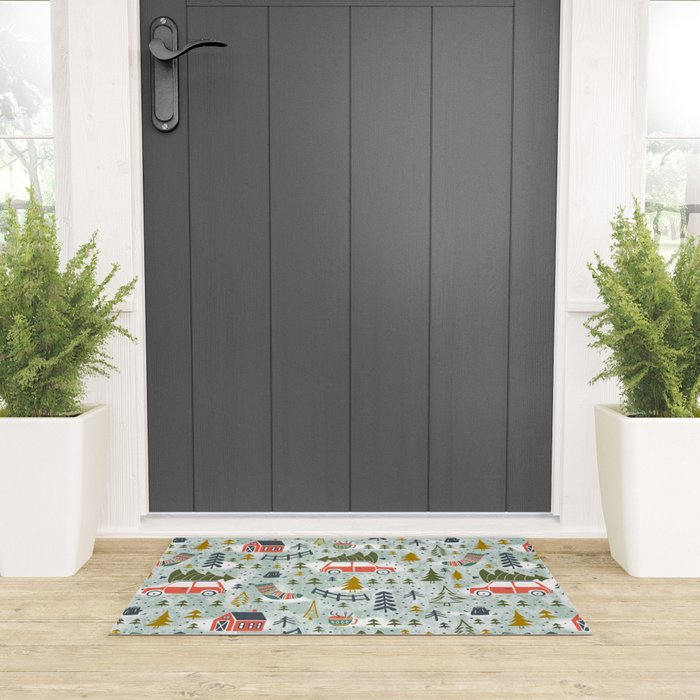 Home For The Holidays Blush Mint Christmas Welcome Mat Gallery Image 3