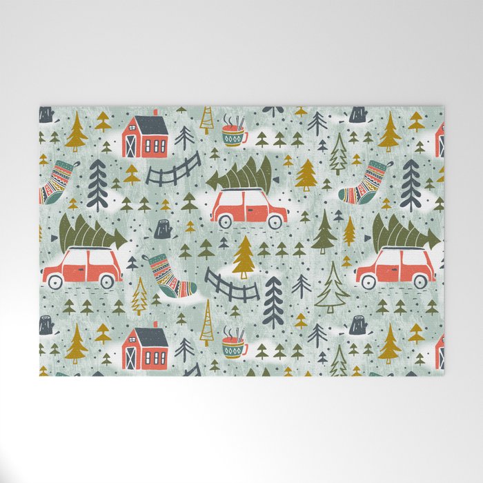 Home For The Holidays Blush Mint Christmas Welcome Mat Gallery Image 1