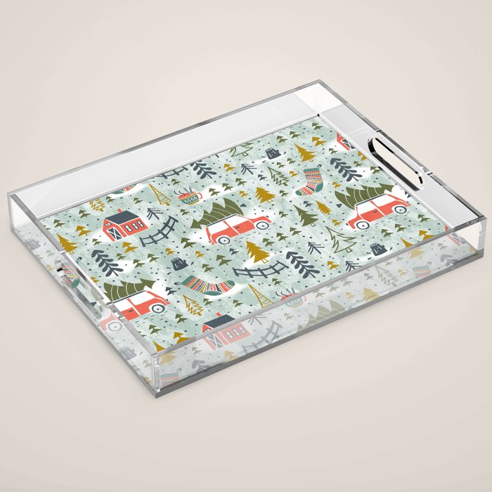 Home For The Holidays Blush Mint Christmas Acrylic Tray Gallery Image 1