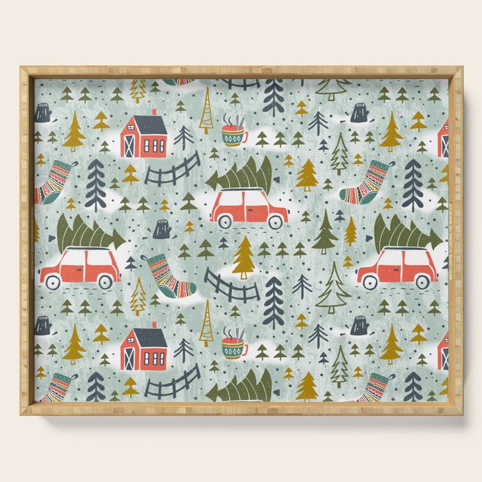Home For The Holidays Blush Mint Christmas Serving Tray Gallery Image 1