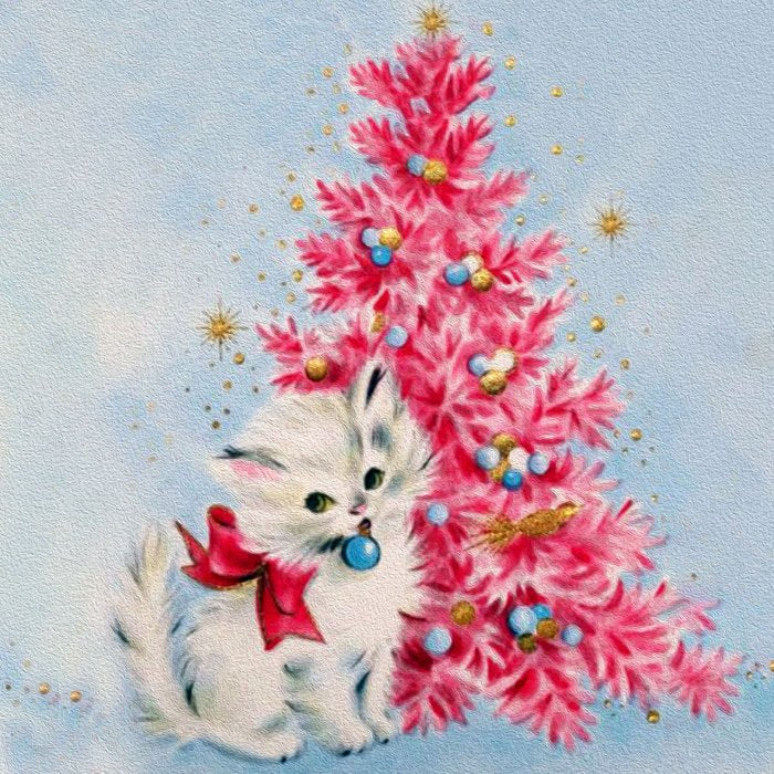 Retro Christmas, Vintage Christmas Kitten Coffee Mug Gallery Image 2