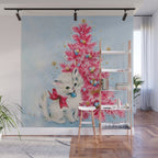 Retro Christmas, Vintage Christmas Kitten Wall Mural Gallery Image 1