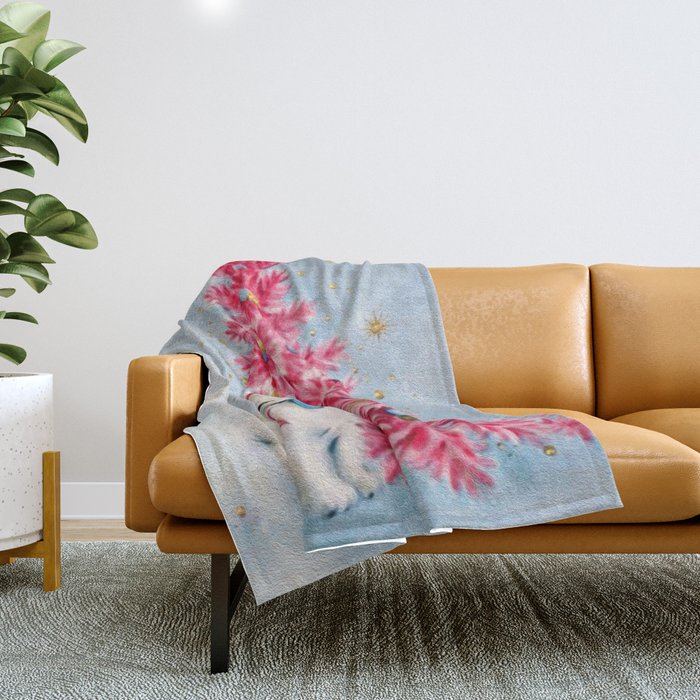 Retro Christmas, Vintage Christmas Kitten Throw Blanket Gallery Image 1