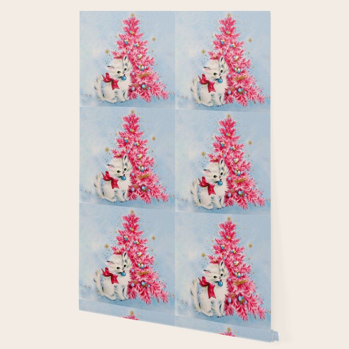 Retro Christmas, Vintage Christmas Kitten Wallpaper Gallery Image 2