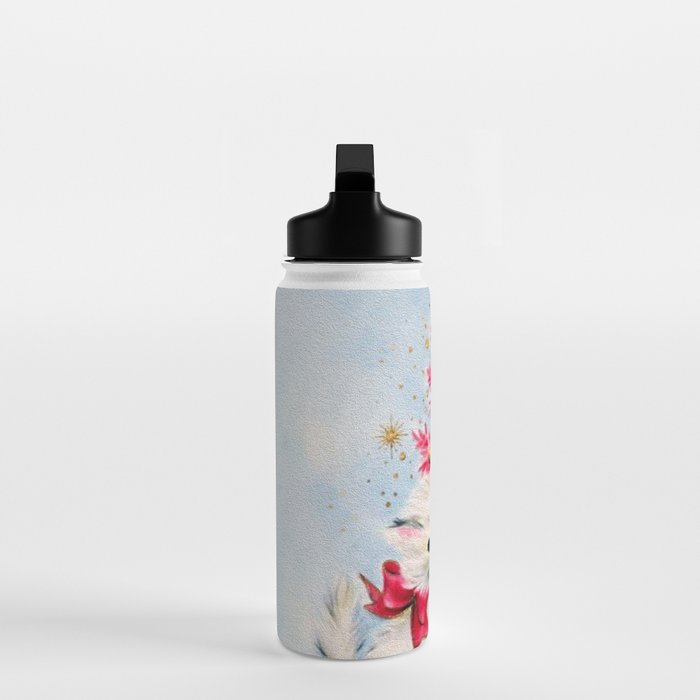 Retro Christmas, Vintage Christmas Kitten Water Bottle Gallery Image 3