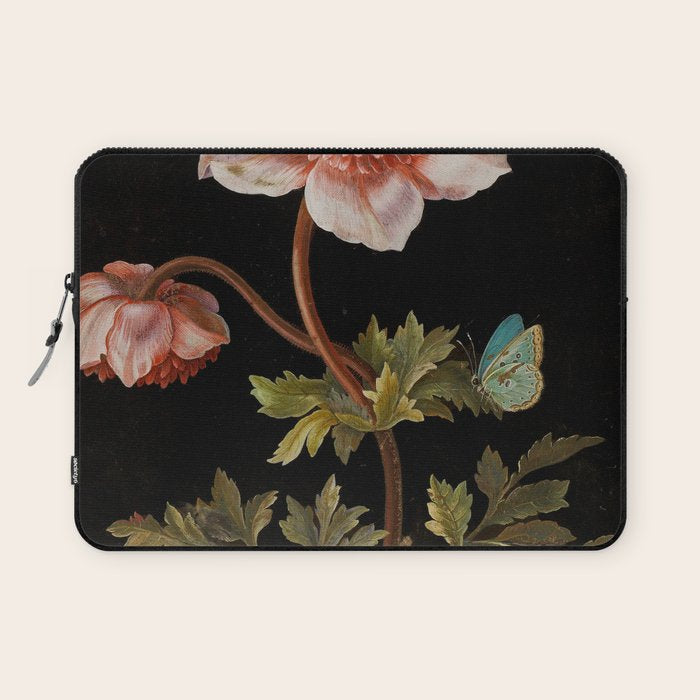 Peonies with a butterfly - Johann Christoph Bayer -1812- Antique Lifelike Botanical Nature Painting Laptop Sleeve Gallery Image 1