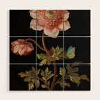 Peonies with a butterfly - Johann Christoph Bayer -1812- Antique Lifelike Botanical Nature Painting Wood Wall Art Gallery Image 1
