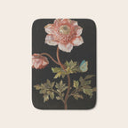 Peonies with a butterfly - Johann Christoph Bayer -1812- Antique Lifelike Botanical Nature Painting Bath Mat Gallery Image 1