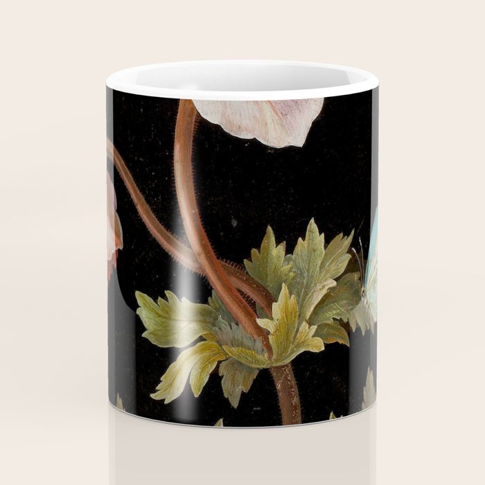 Peonies with a butterfly - Johann Christoph Bayer -1812- Antique Lifelike Botanical Nature Painting Coffee Mug Gallery Image 4