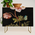 Peonies with a butterfly - Johann Christoph Bayer -1812- Antique Lifelike Botanical Nature Painting Credenza Gallery Image 1