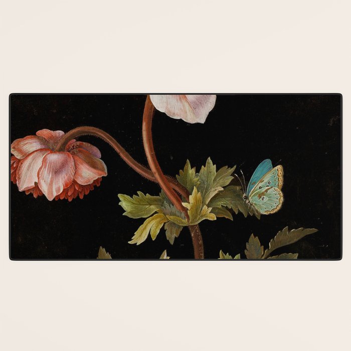 Peonies with a butterfly - Johann Christoph Bayer -1812- Antique Lifelike Botanical Nature Painting Desk Mat Gallery Image 3