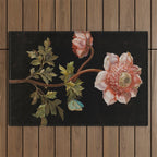 Peonies with a butterfly - Johann Christoph Bayer -1812- Antique Lifelike Botanical Nature Painting Outdoor Rug Gallery Image 1