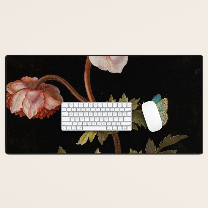Peonies with a butterfly - Johann Christoph Bayer -1812- Antique Lifelike Botanical Nature Painting Desk Mat Gallery Image 1