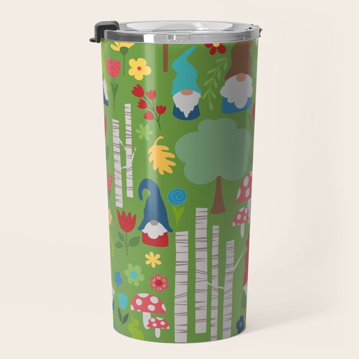 Gnomes In the Garden Green Travel Mug Gallery Image 3