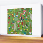 Gnomes In the Garden Green Wall Mural Gallery Image 2