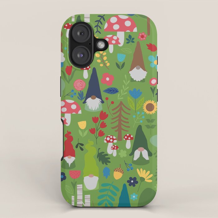 Gnomes In the Garden Green iPhone Case Gallery Image 1