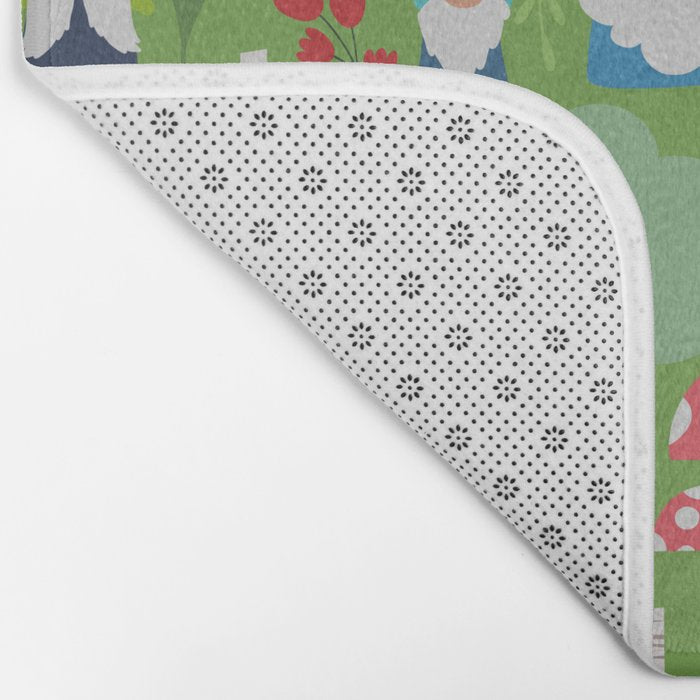 Gnomes In the Garden Green Bath Mat Gallery Image 2