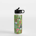 Gnomes In the Garden Green Water Bottle Gallery Image 1
