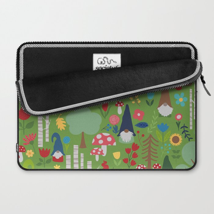 Gnomes In the Garden Green Laptop Sleeve Gallery Image 2